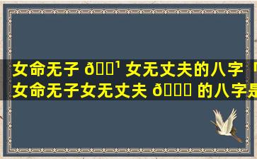女命无子 🌹 女无丈夫的八字「女命无子女无丈夫 🐞 的八字是什么」